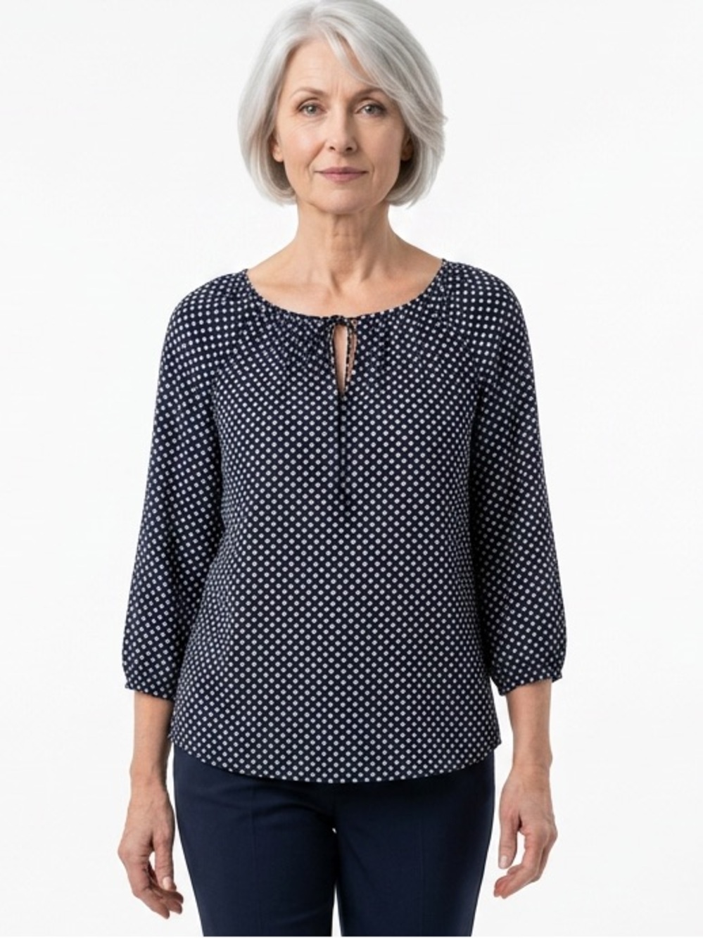LOFT blouse top. Shirt. Blue white print‎ size Small - Picture 1 of 5